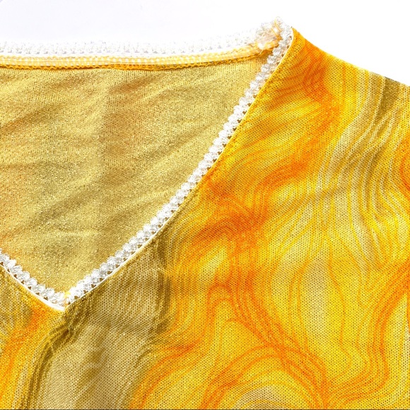 Vintage Yellow Green Flame Mesh Top | Size Medium - Picture 3 of 5